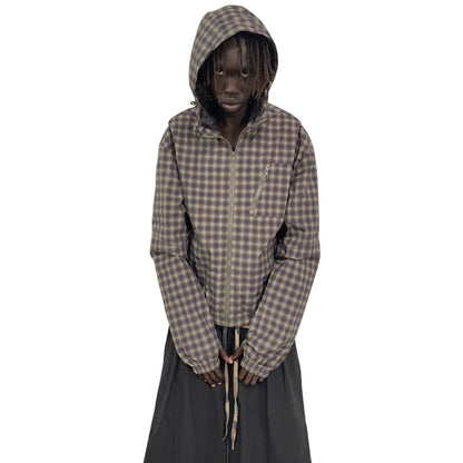 PLAID WINDBREAKER, GREEN