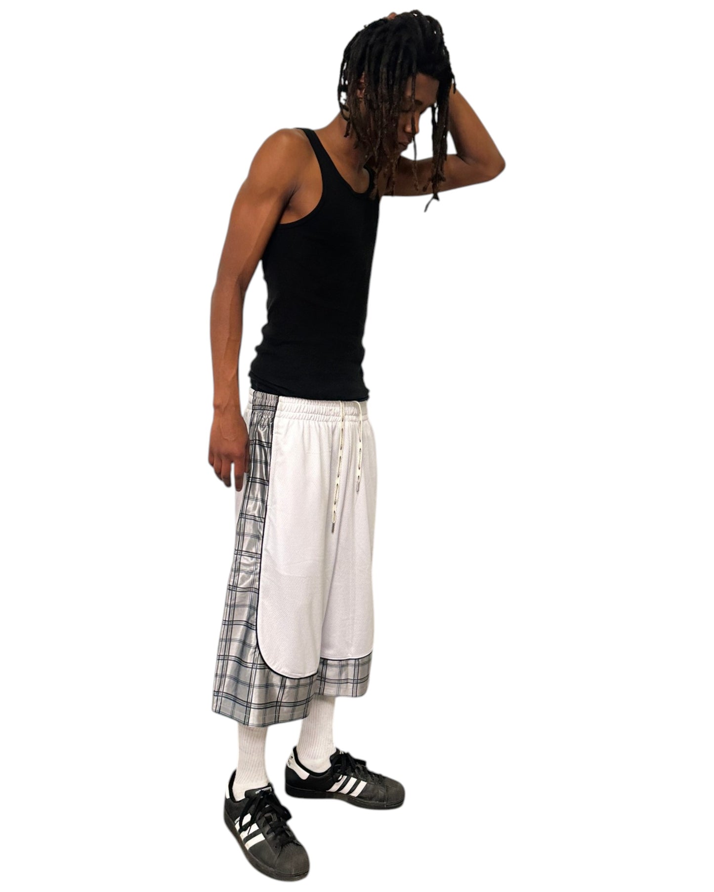 CbL Basketball Shorts, White/Silver