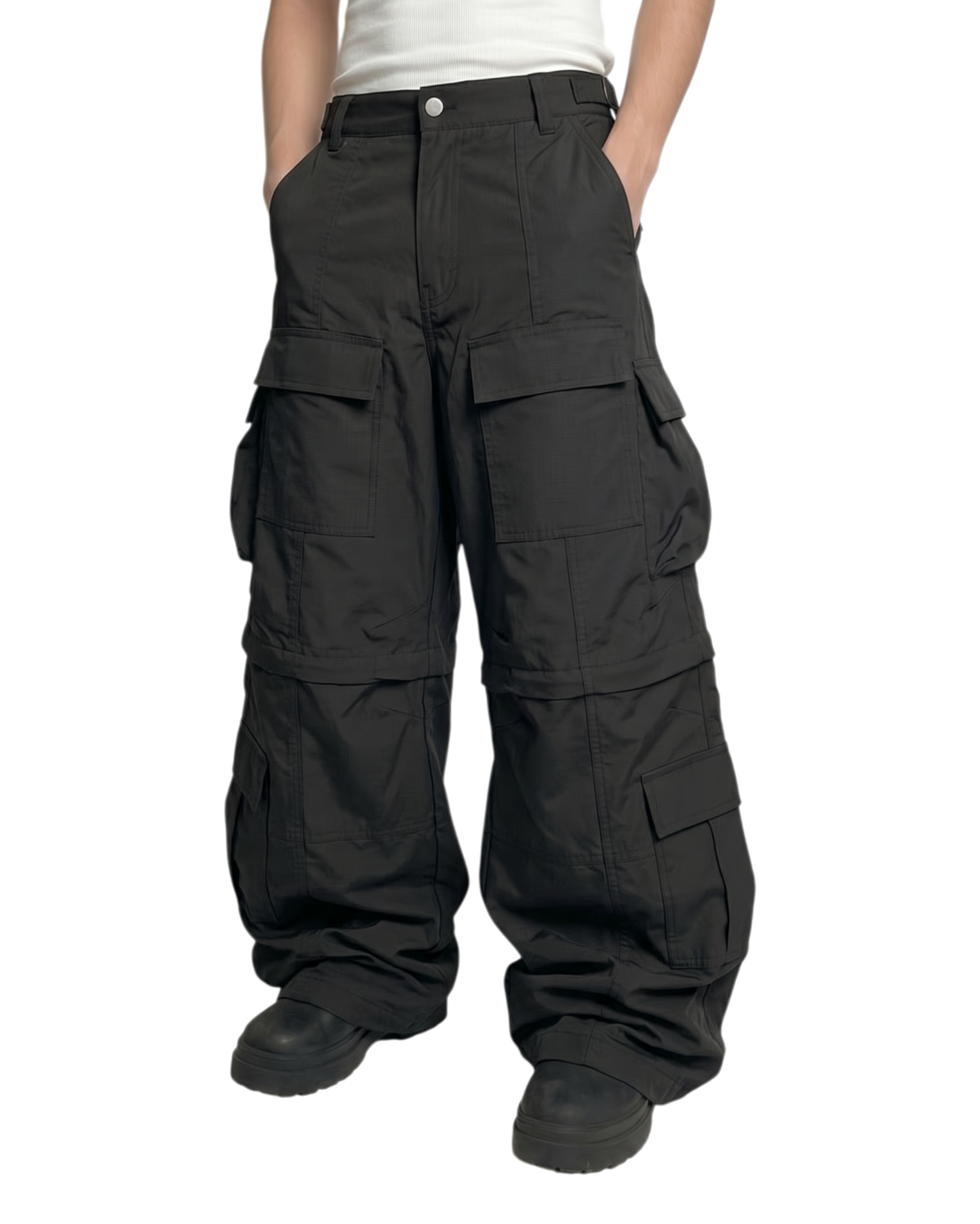CONVERTIBLE CARGO PANTS, BLACK
