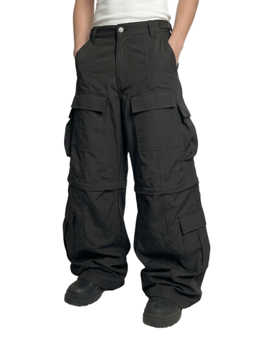 CONVERTIBLE CARGO PANTS, BLACK