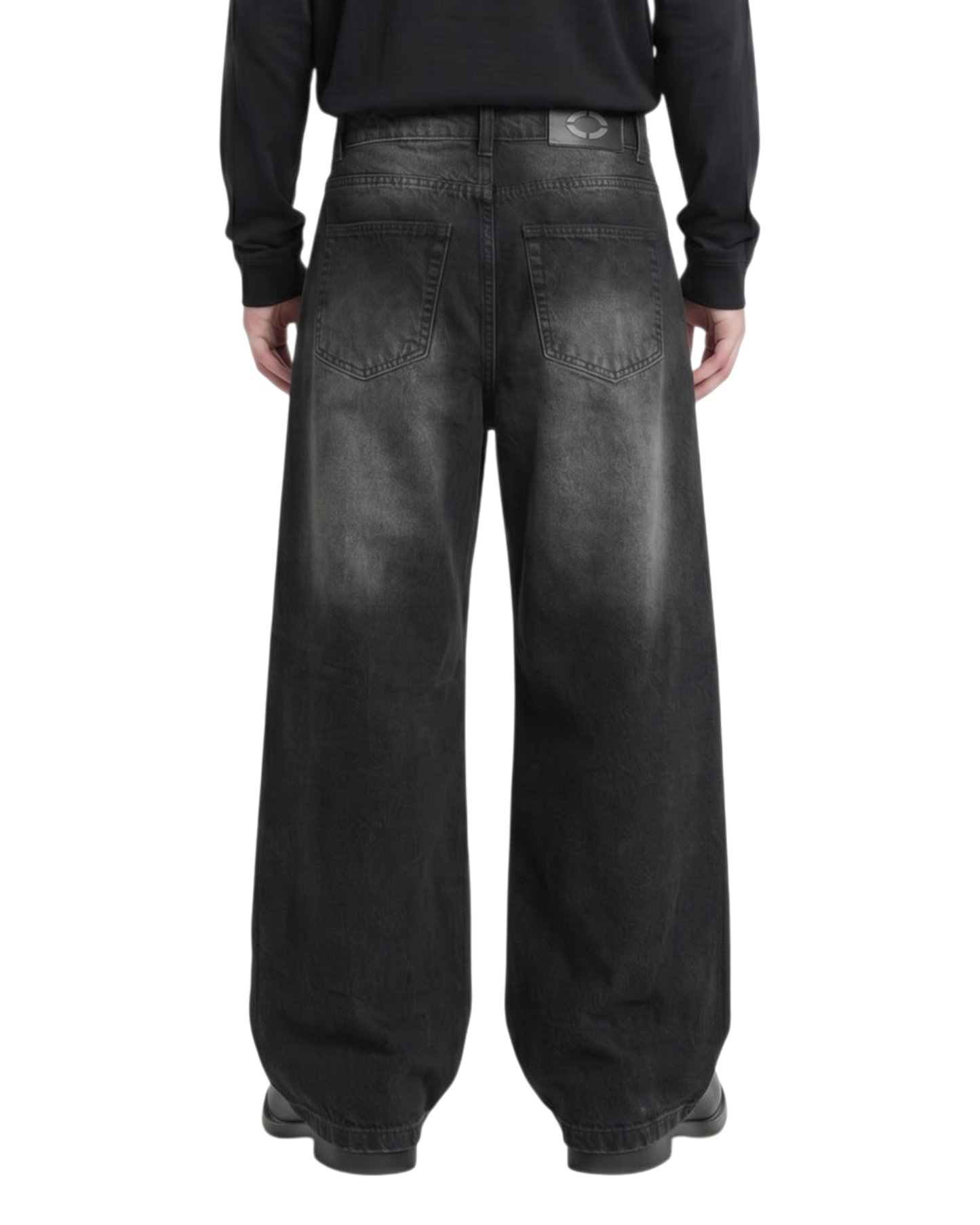 WIDE LEG DENIM, WASHED BLACK