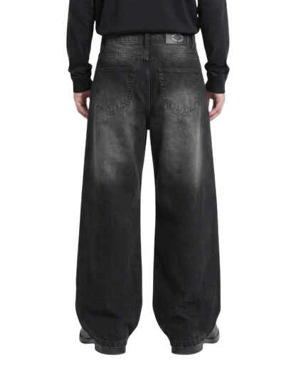 WIDE LEG DENIM, WASHED BLACK
