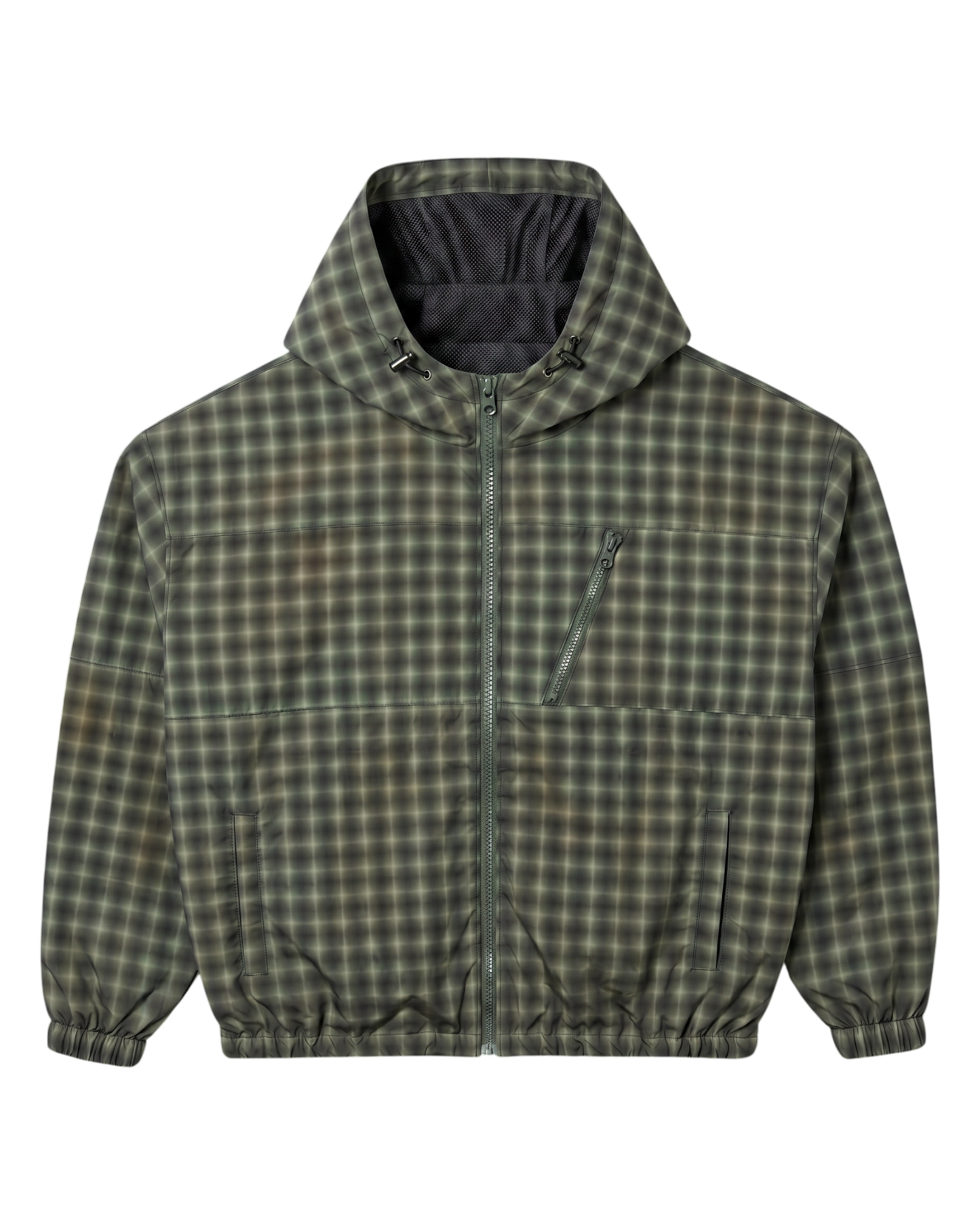 PLAID WINDBREAKER, GREEN