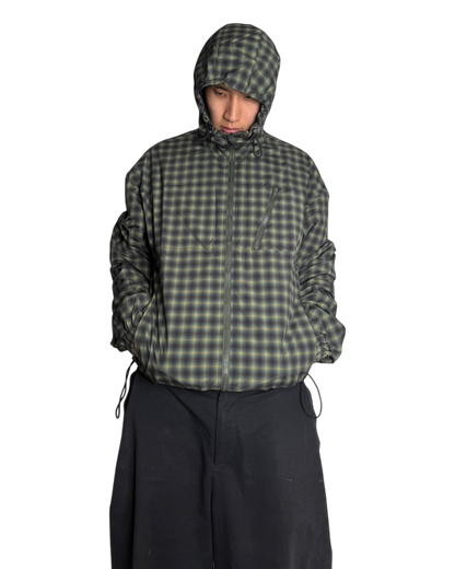 PLAID WINDBREAKER, GREEN