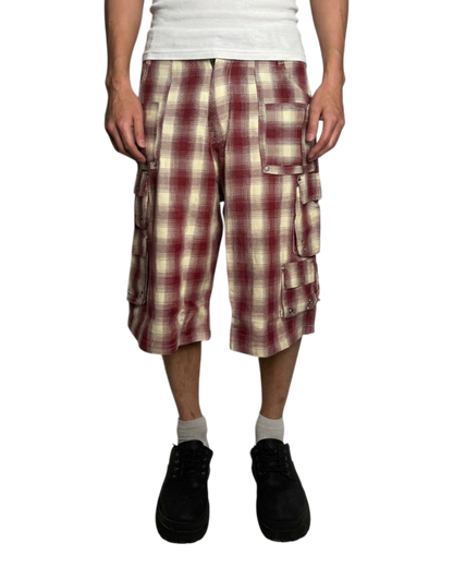 PLAID SHORTS, RED