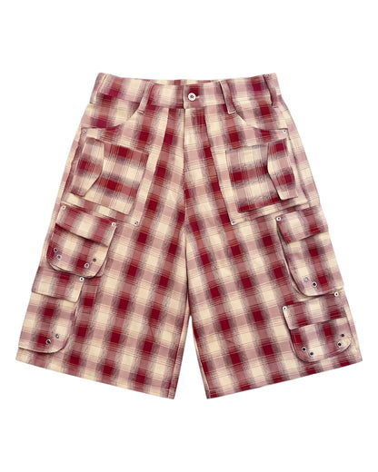 PLAID SHORTS, RED