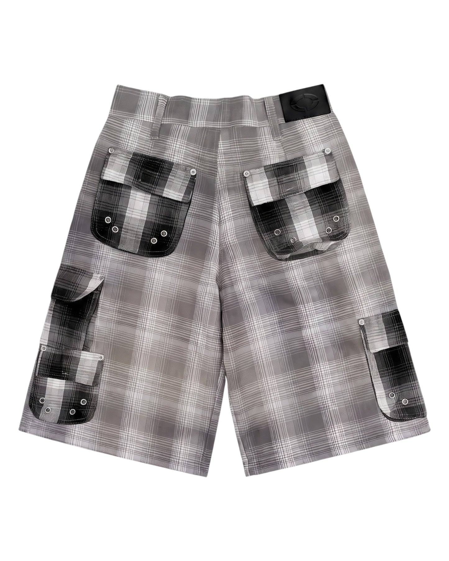 PLAID SHORTS, GREY/BLACK
