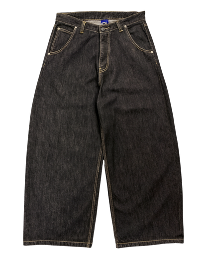 WIDE LEG SELVEDGE, DARK INDIGO/ORANGE STITCH