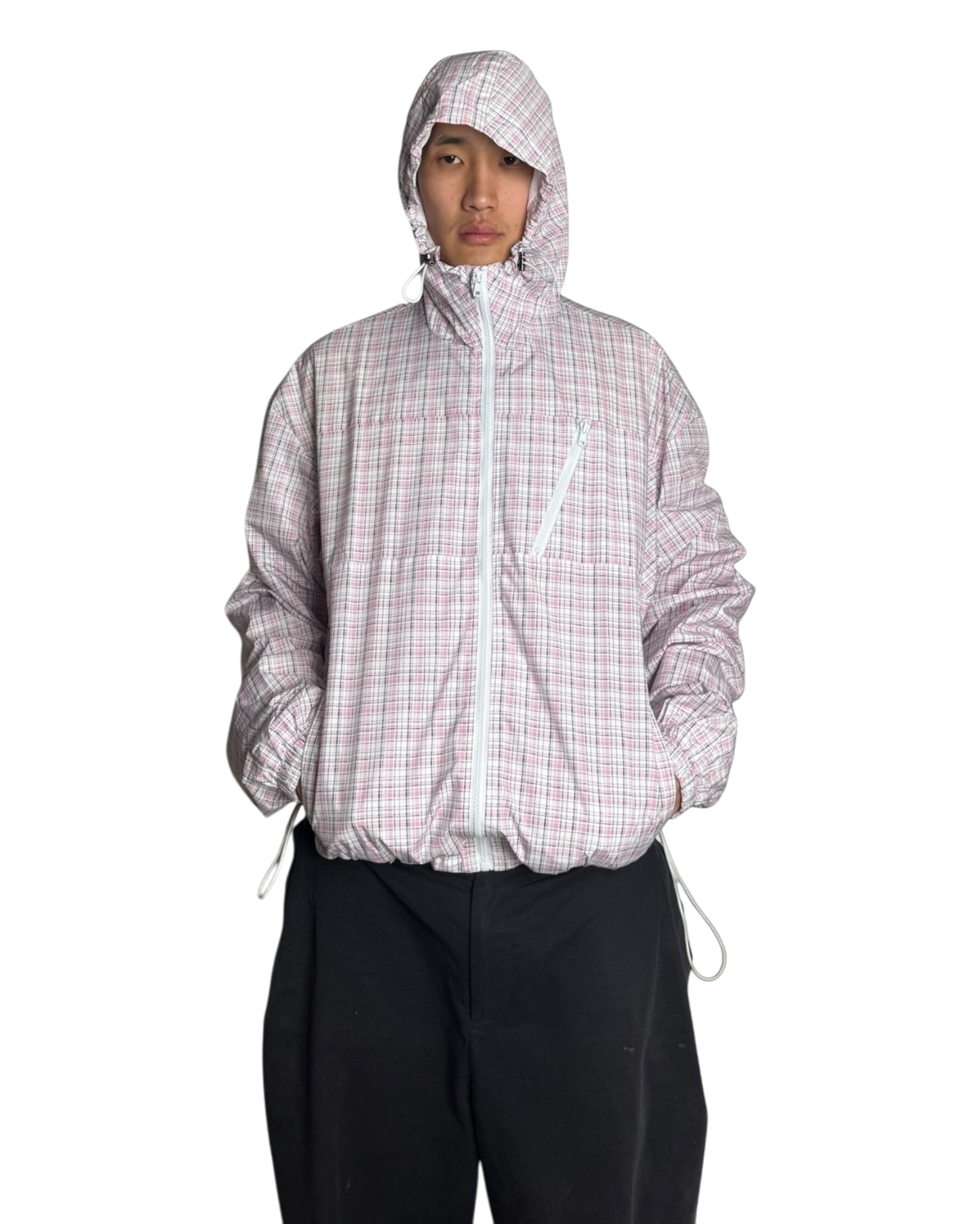 PLAID WINDBREAKER, PINK