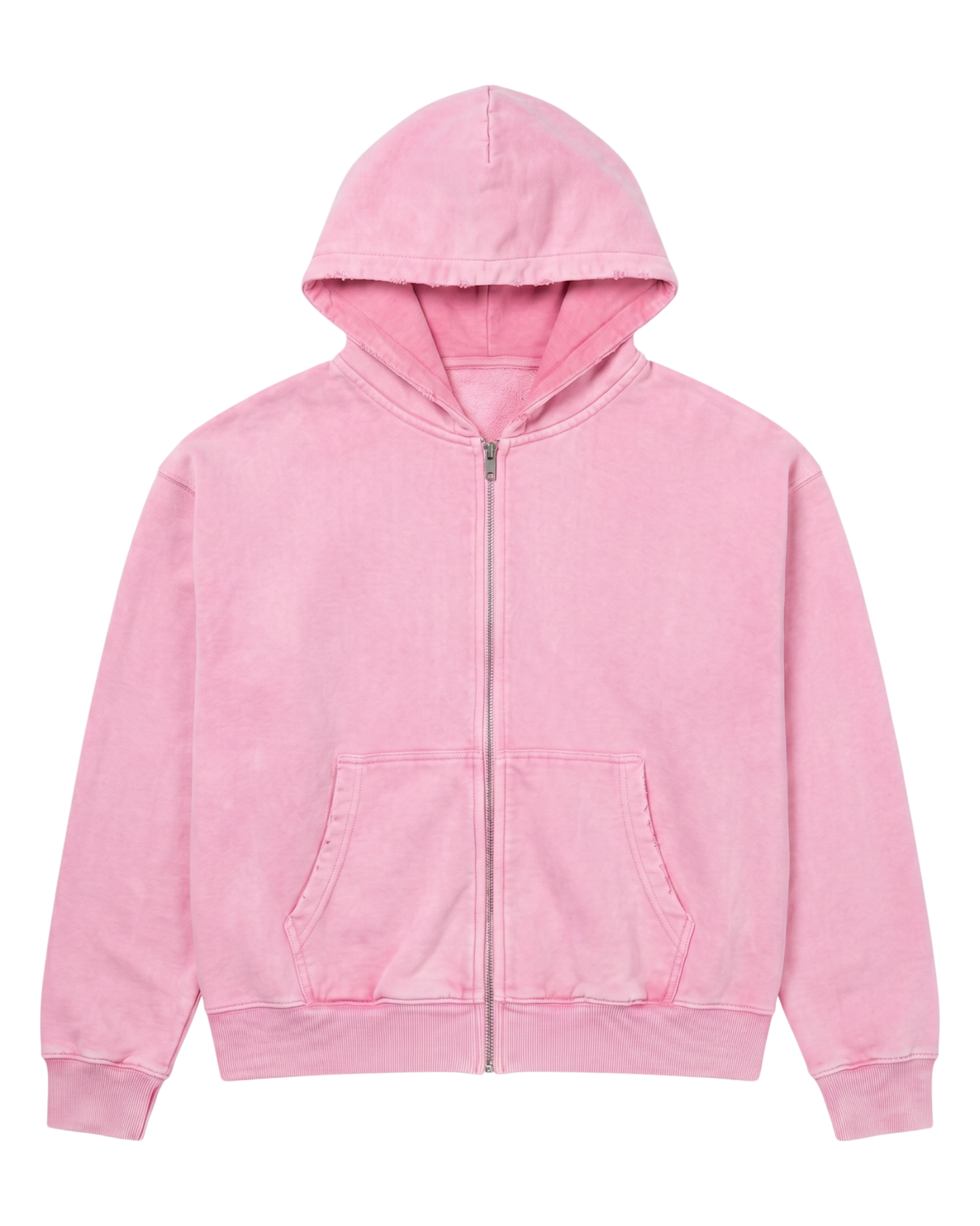MIDWEIGHT ZIP-UP HOODIE, PINK, DISTRESSED