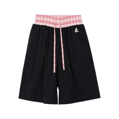 Waistband Shorts, Pink Plaid