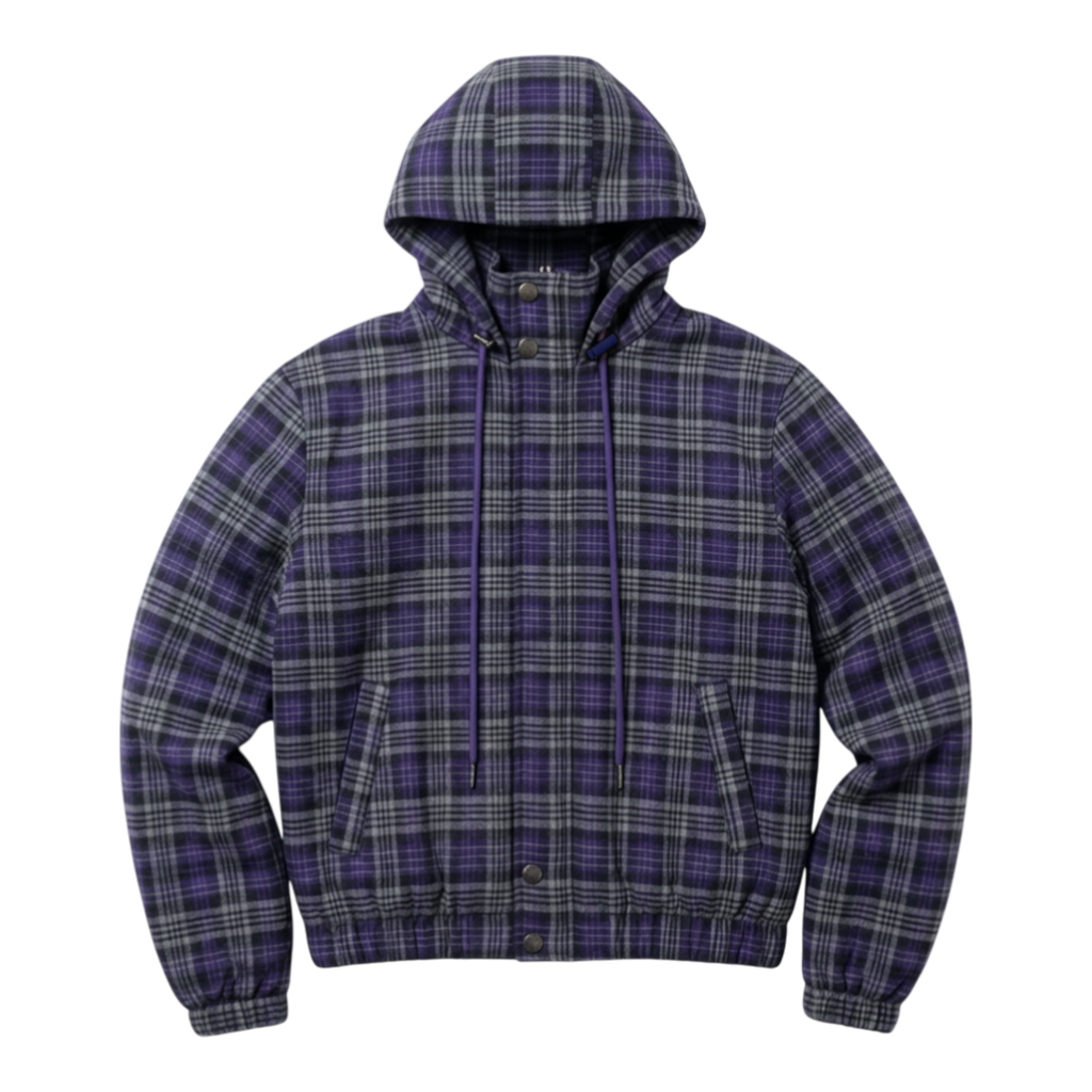 PLAID JACKET, PURPLE